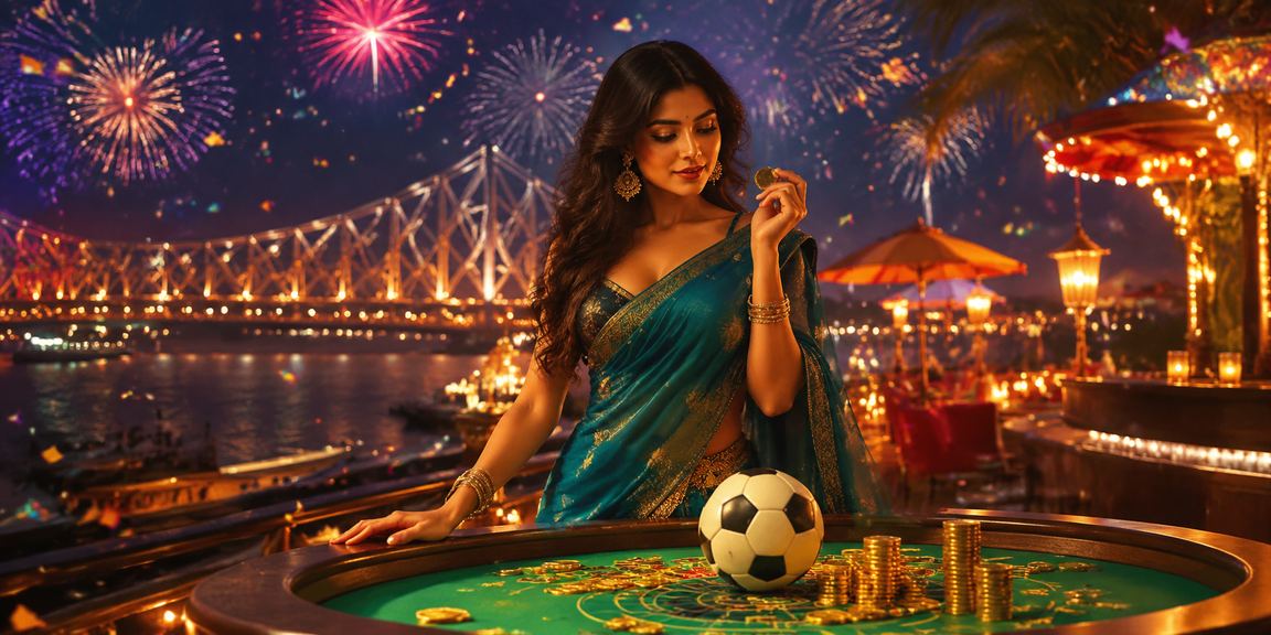 Football betting scene with saree-clad woman in Kolkata